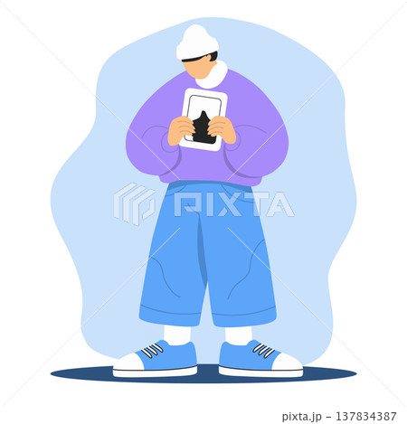 Memory and Remembrance Concept Person Holding Photo Frame Illustration 137834387