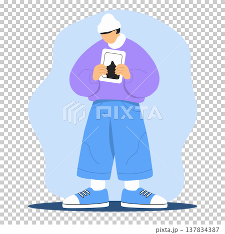 Memory and Remembrance Concept Person Holding Photo Frame Illustration 137834387