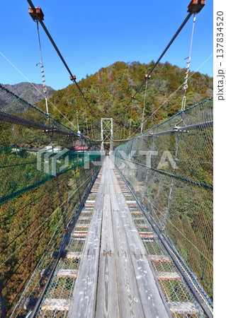 谷瀬の吊り橋 橋上部（奈良県十津川村） 137834520