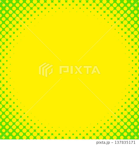 ハーフトーン・ドット円のフレーム背景・グリーン（正方形） 137835171
