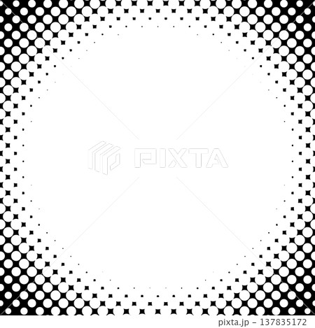 ハーフトーン・ドット円のフレーム背景・ホワイト（正方形） 137835172