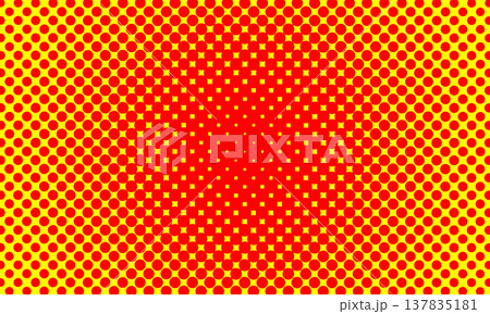ハーフトーン・ドットのポップ背景（イエロー） 137835181