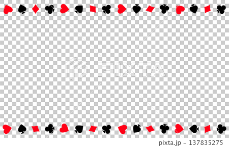 以撲克牌符號為主題的邊框背景。花色裝飾邊框垂直排列。 以撲克牌符號為主題的邊框背景。花色裝飾邊框垂直排列。 137835275