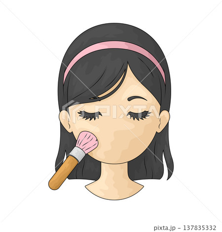 Illustration of woman doing Makeup Illustration of woman doing Makeup 137835332