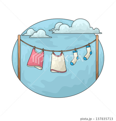 Illustration of Drying clothes Illustration of Drying clothes 137835713