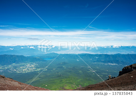 富士登山　富士山頂からの展望 137835843