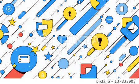 サイバーセキュリティ対策の重要性｜ロックとシールドで守る情報保護のビジネスバナー素材