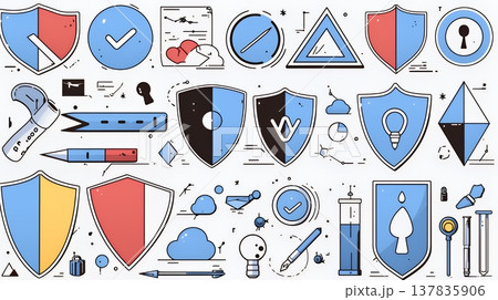 サイバーセキュリティ対策の重要性｜ロックとシールドで守る情報保護のビジネスバナー素材