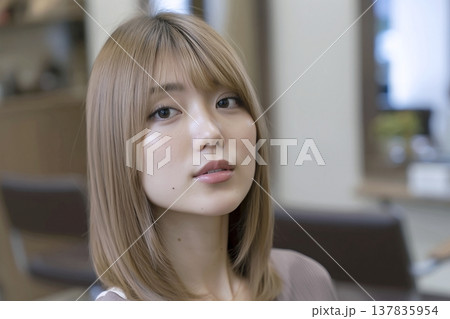 ヘアカラーした女性 137835954