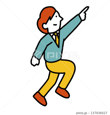上を指差しながら歩く学生・ビジネスマンのイラスト 137836027