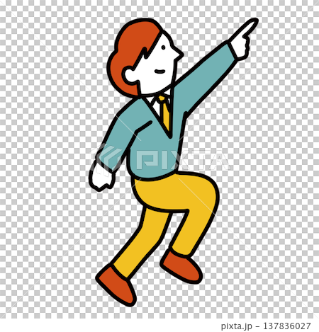 上を指差しながら歩く学生・ビジネスマンのイラスト 137836027