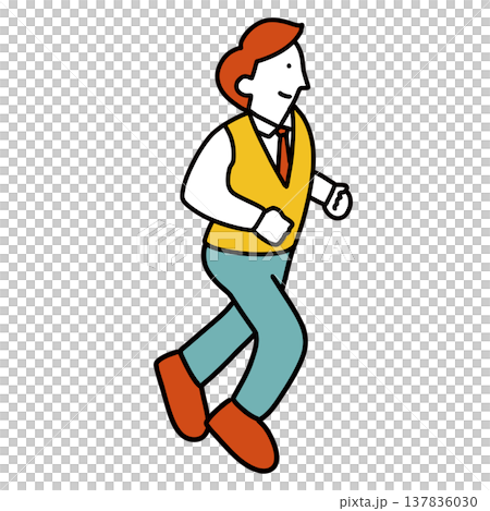 An illustration of a student or businessman running with a highly motivated expression. An illustration of a student or businessman running with a highly motivated expression. 137836030