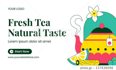 Flat Cartoon Hand Drawn Social Media Thumbnail Background International Tea Day Flat Cartoon Hand Drawn Social Media Thumbnail Background International Tea Day 137836098