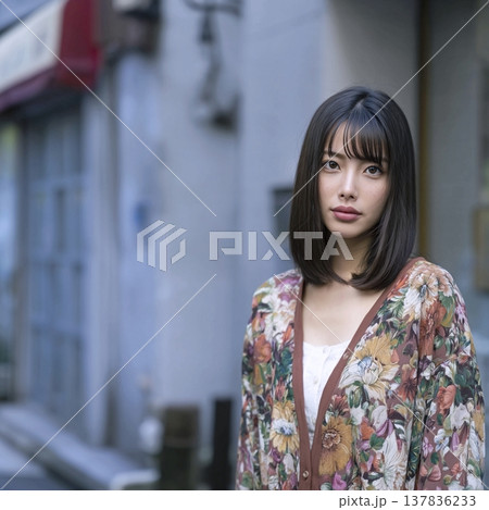 花柄の洋服を着た女性 137836233