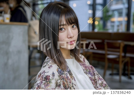 花柄の洋服を着た女性 137836240