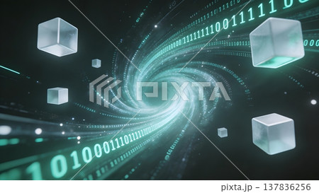 abstract technology background with glowing neon circles 137836256