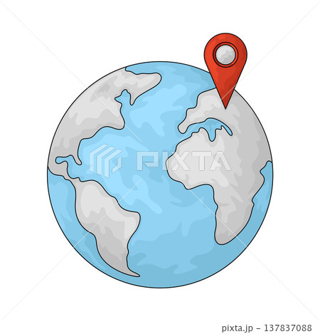 Illustration of Globe with location pin 137837088