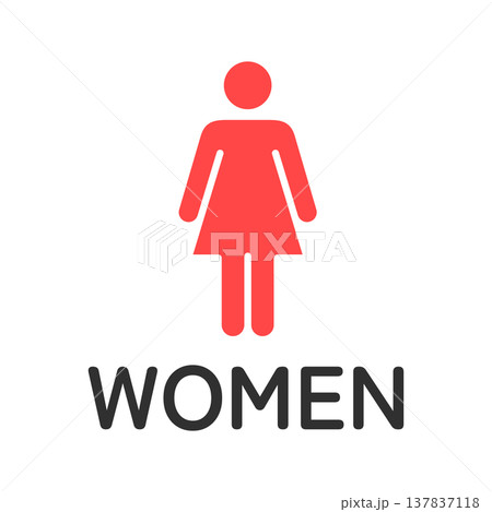 女子トイレ・WOMENの文字入りアイコン 137837118