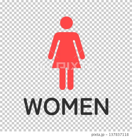 女子トイレ・WOMENの文字入りアイコン 137837118