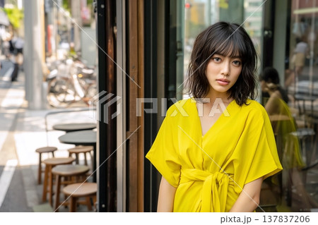イエローファッションの女性 137837206