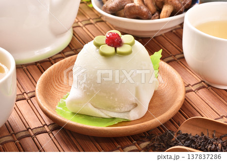 Japanese green tea mochi Japanese green tea mochi 137837286