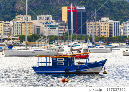 Urca coast beach promenade with boats Rio de Janeiro Brazil. Urca coast beach promenade with boats Rio de Janeiro Brazil. 137837362