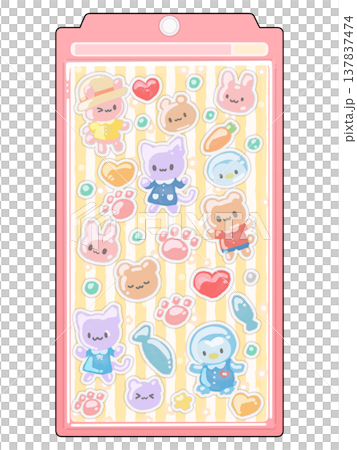 可愛的3D貼紙插圖 137837474
