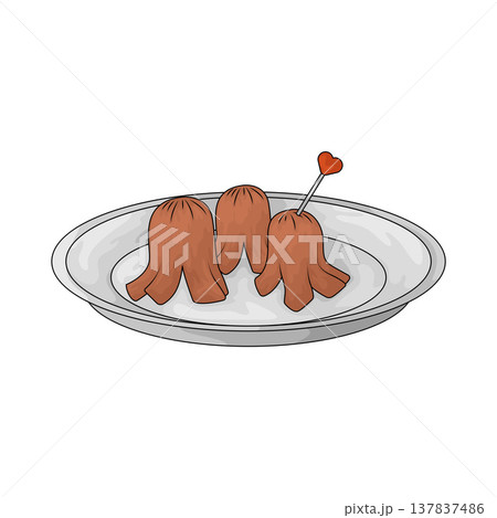 Illustration of sausage plate 137837486