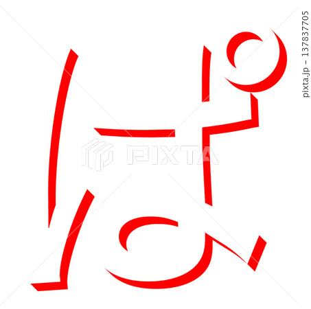 赤いひらがな「ぱ」のシンプルな文字デザイン、手書き風の赤い「ぱ」のタイポグラフィ素材、日本語学習に使 137837705