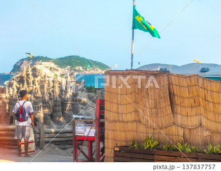 Giant Castle Made of Beach Sand Rio de Janeiro Brazil. 137837757