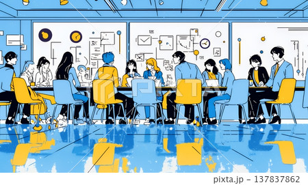 人材育成と社員研修のビジネスコンセプト｜学び成長するビジネスパーソンのイラスト素材