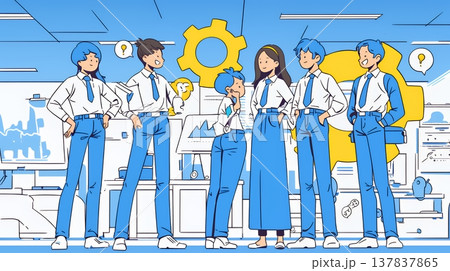 人材育成と社員研修のビジネスコンセプト｜学び成長するビジネスパーソンのイラスト素材
