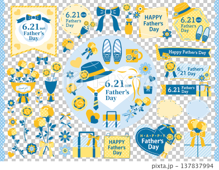 [2026] Stylish Father's Day Illustration Set (with text) 137837994