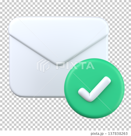 Simple 3D email icon and checkmark 137838263