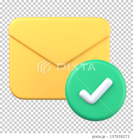 Simple 3D email icon and checkmark 137838271