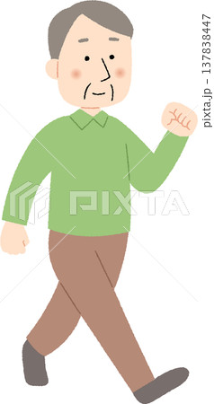 元気よく歩いている高齢男性 137838447