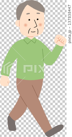 元気よく歩いている高齢男性 137838447