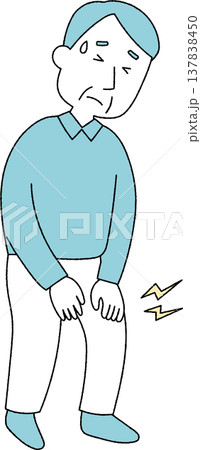 膝が痛む高齢男性単色 膝が痛む高齢男性単色 137838450