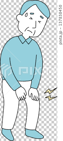 膝が痛む高齢男性単色 膝が痛む高齢男性単色 137838450