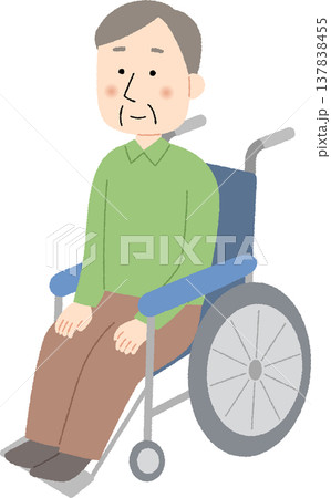 車椅子に乗る高齢男性 車椅子に乗る高齢男性 137838455