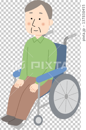 車椅子に乗る高齢男性 車椅子に乗る高齢男性 137838455