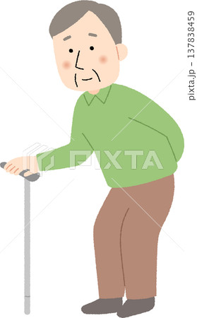 杖をついて立っている高齢男性 137838459