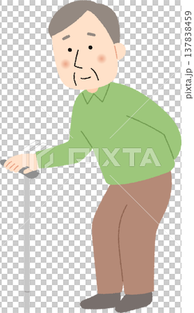 杖をついて立っている高齢男性 137838459