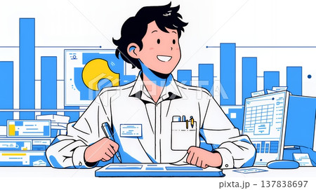 スキルアップで成長するビジネスパーソン｜自己研鑽とキャリア開発のコンセプトイラスト