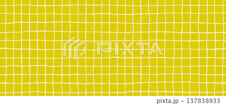 Seamless hand drawn square grid pattern. Craft yellow repeated doodled checkered background. Sketched checker paper texture. Pencil drawn journal sheet notebook template. Vector lined planer page Seamless hand drawn square grid pattern. Craft yellow repeated doodled checkered background. Sketched checker paper texture. Pencil drawn journal sheet notebook template. Vector lined planer page 137838933