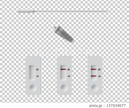 抗原檢測試劑盒（未使用、陰性、陽性） - 就在上方 - 3DCG 137839077
