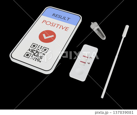 抗原検査キット陽性・ヘルステック・3DCG 抗原検査キット陽性・ヘルステック・3DCG 137839081