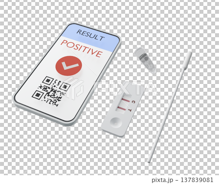 抗原検査キット陽性・ヘルステック・3DCG 抗原検査キット陽性・ヘルステック・3DCG 137839081