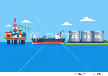 石油プラットフォーム・石油タンカー・石油タンク 石油プラットフォーム・石油タンカー・石油タンク 137839230