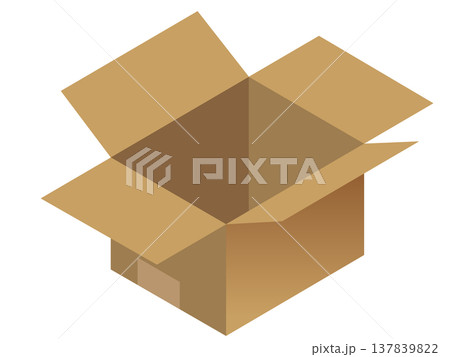 開いた段ボール箱のアイソメトリックイラスト 137839822